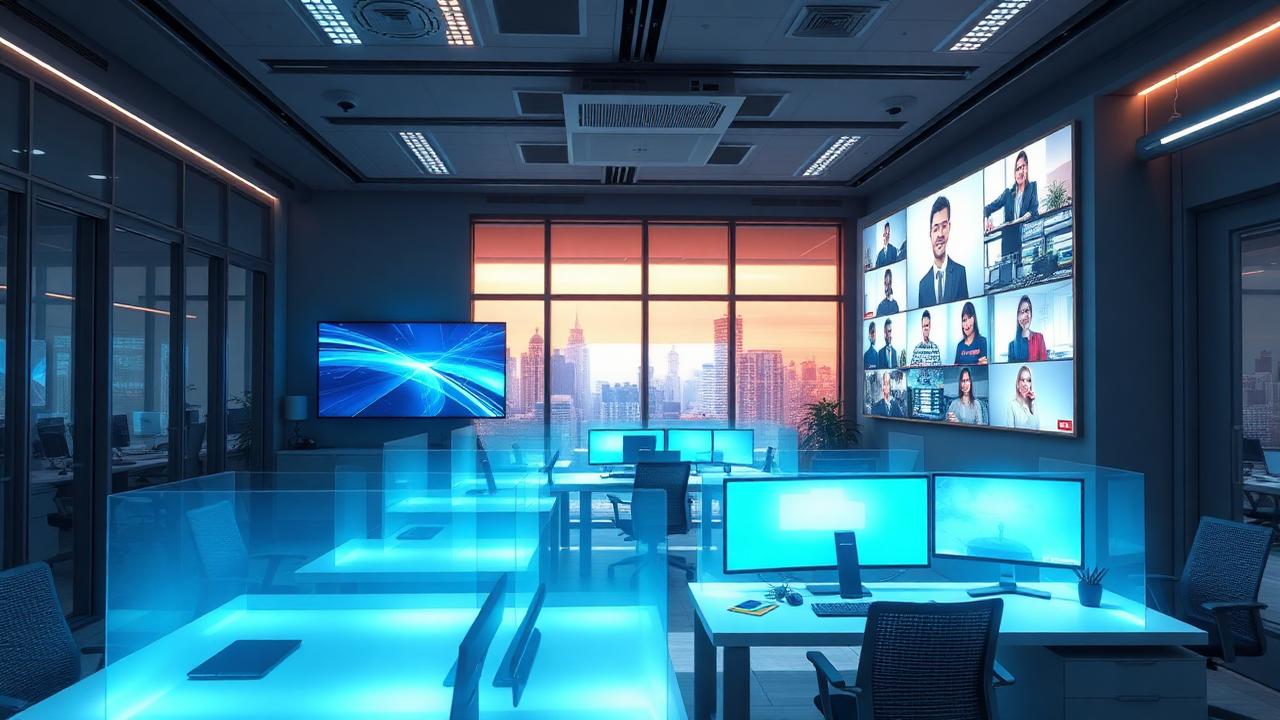 Oficina híbrida del futuro para outsourcing de equipos remotos B2B