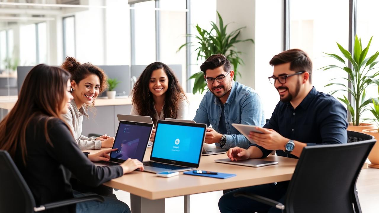 Profesionales tech latinoamericanos en oficina de outsourcing en LATAM